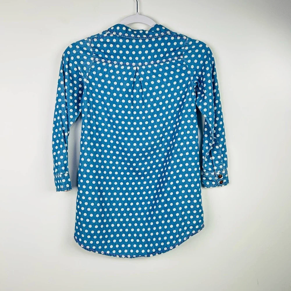 Matilda Jane Polka Dot Blue Chambray Shirt Girls Size 8
